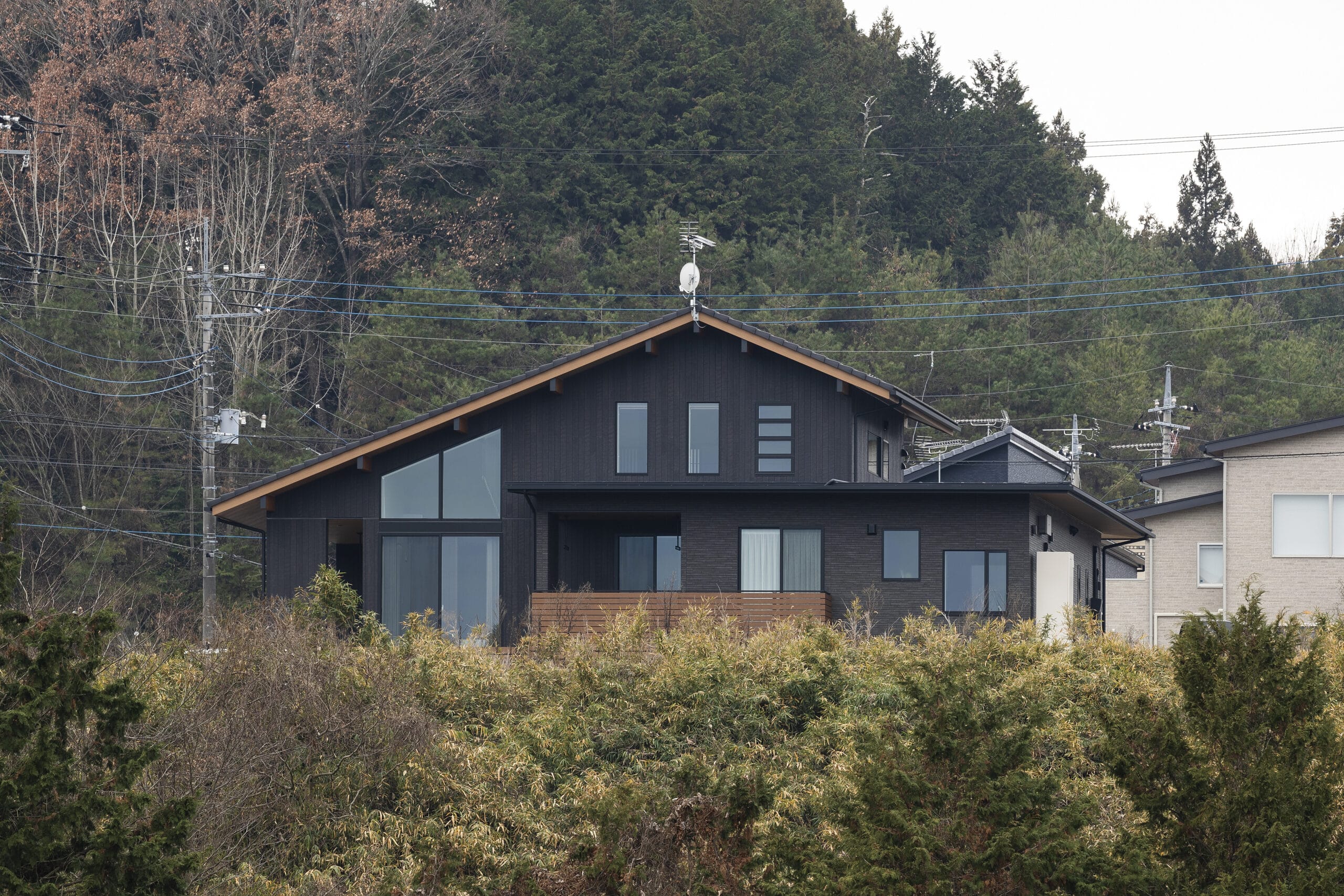勾配天井が大空間を造る平屋の家